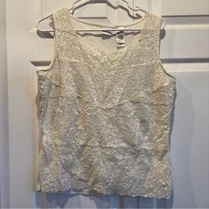 Vintage Emma James Cream Lace Layering Tank Top - Size Large